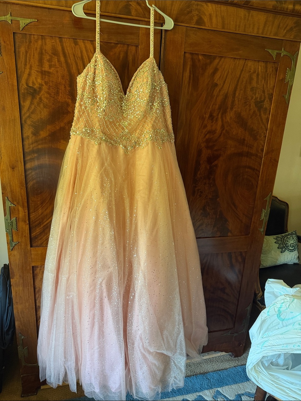 Camille La Vie Blush Pink Satin and Tulle Dress